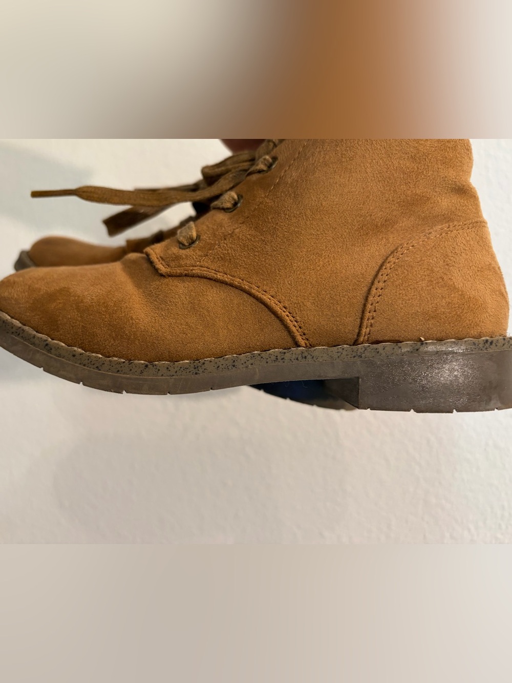 Gymboree Tan Suede Lace-Up Kids Ankle Boots Size 1 - Picture 10 of 11